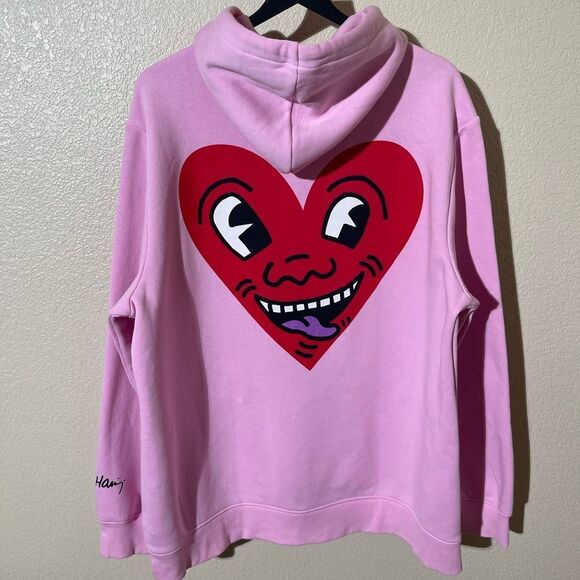 Keith Haring H&M Pink Hoodie with Heart Detail - Picture 3 of 7